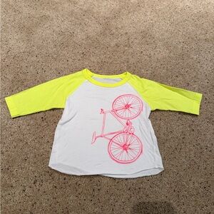 White & Neon Yellow Raglan Bike Graphic Tee